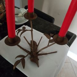 Metall  gold Bamboo candle holder includes candles