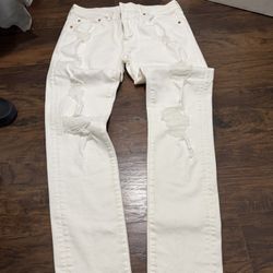 American Eagle 34x34 Mens Next Level Airflex White Distressed Skinny Jeans Rips