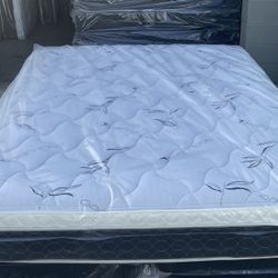 Cal King Pillow Top Mattress and Box Spring 