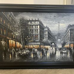 43.5x31.5 Paris Art Work & Wood Frame