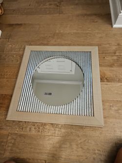 Square Wall Mirror with Corrugated Metal Frame