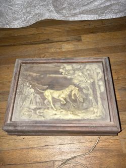 VINTAGE DECO-TEL TELEPHONE IN BOX HUNTING DOG SCENE 
