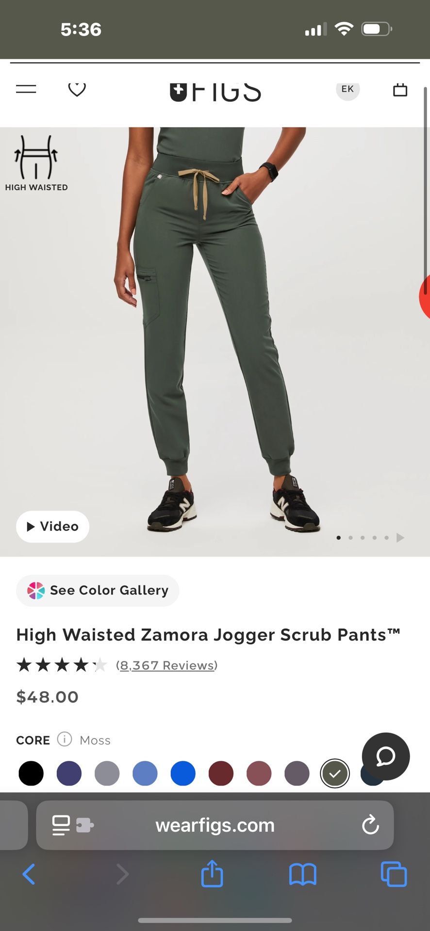 $25 Figs High Waisted Jogger Scrub Pants