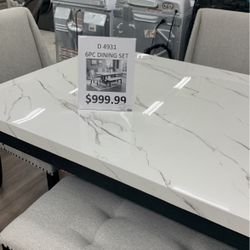 Marble Top Dining Set Of 6 pcs