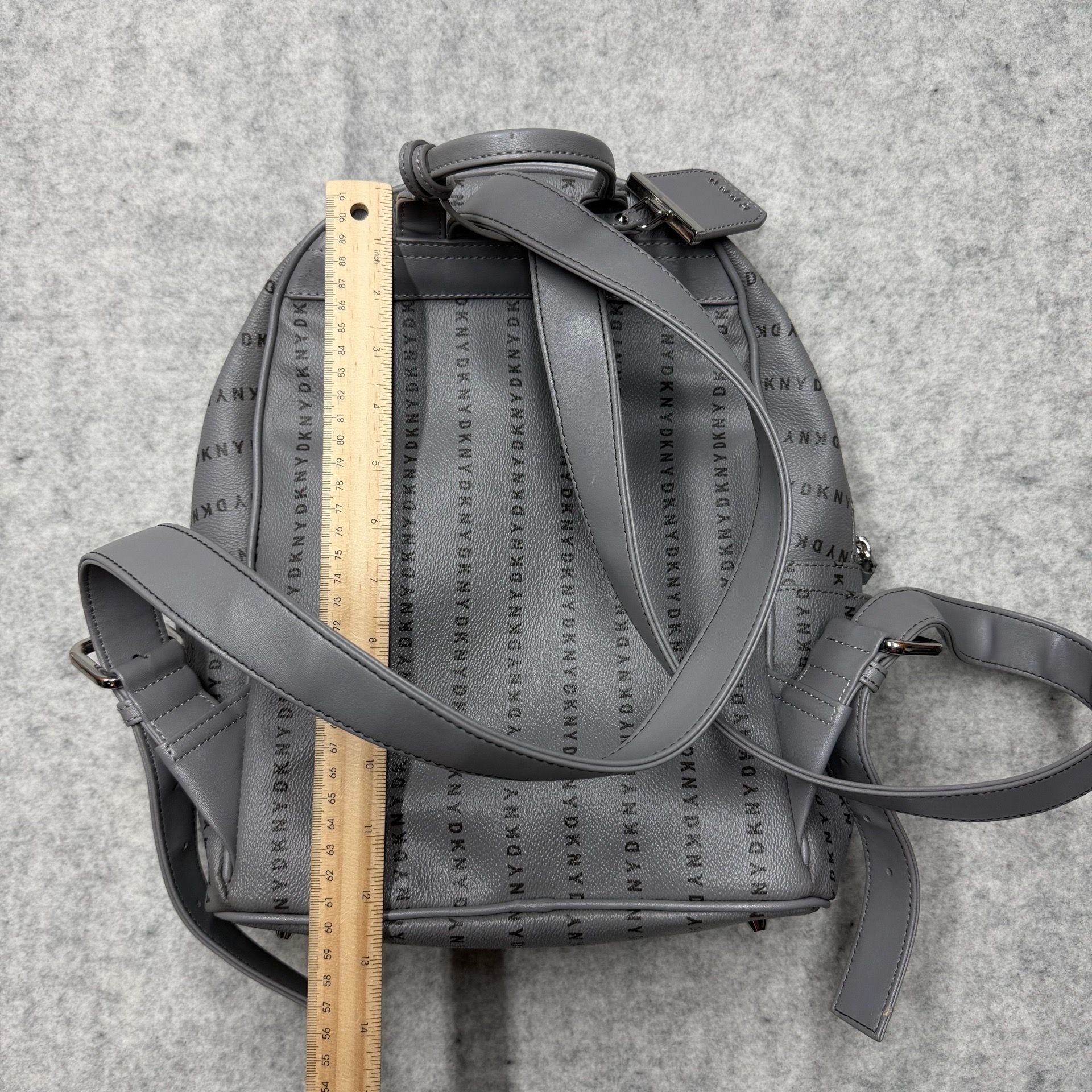 DKNY Coated Canvas Print Logo Backpack Grey&Black display picture 3