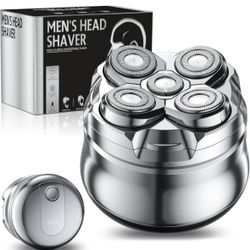 Electric Head Shavers for Bald Men,LED Display Razor Deep Cleaning Rechargeable Waterproof, Silver