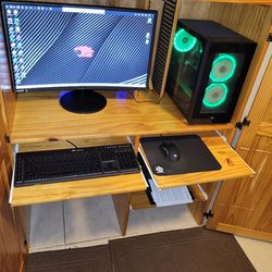 All Wood Computer Hutch Desk For Sale (Electronics Not Included)