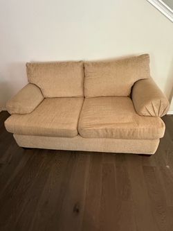 Beige Fabric Loveseat Sofa