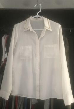 White studded button down
