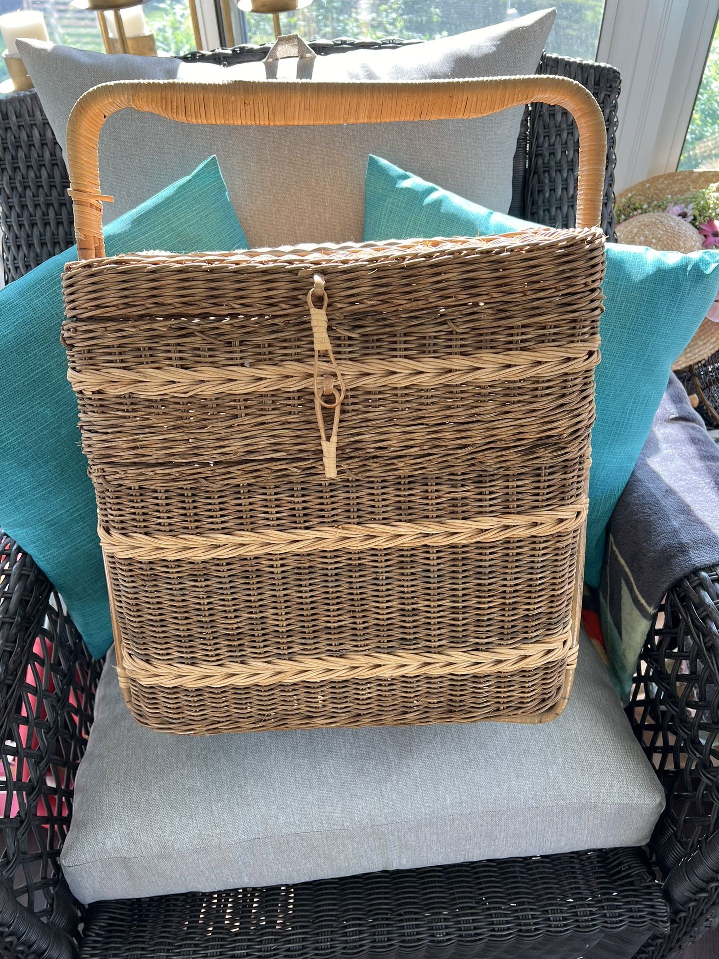 Large Picnic Basket Or Sewing Basket