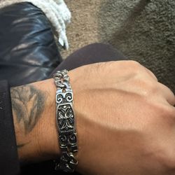 Celtic Cross Engraved Plate  Stainless Steel Chain Bracelet