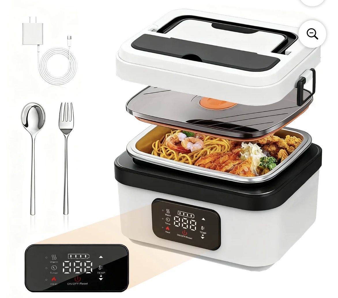 Cordless Electric Lunch Box for Adults, Rechargeable Auto Heated Lunch Box