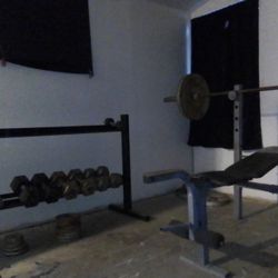 Weight Olimpic Weight Set With Dumbbells On Rack