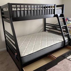Black Double Bunk bed With Stairs