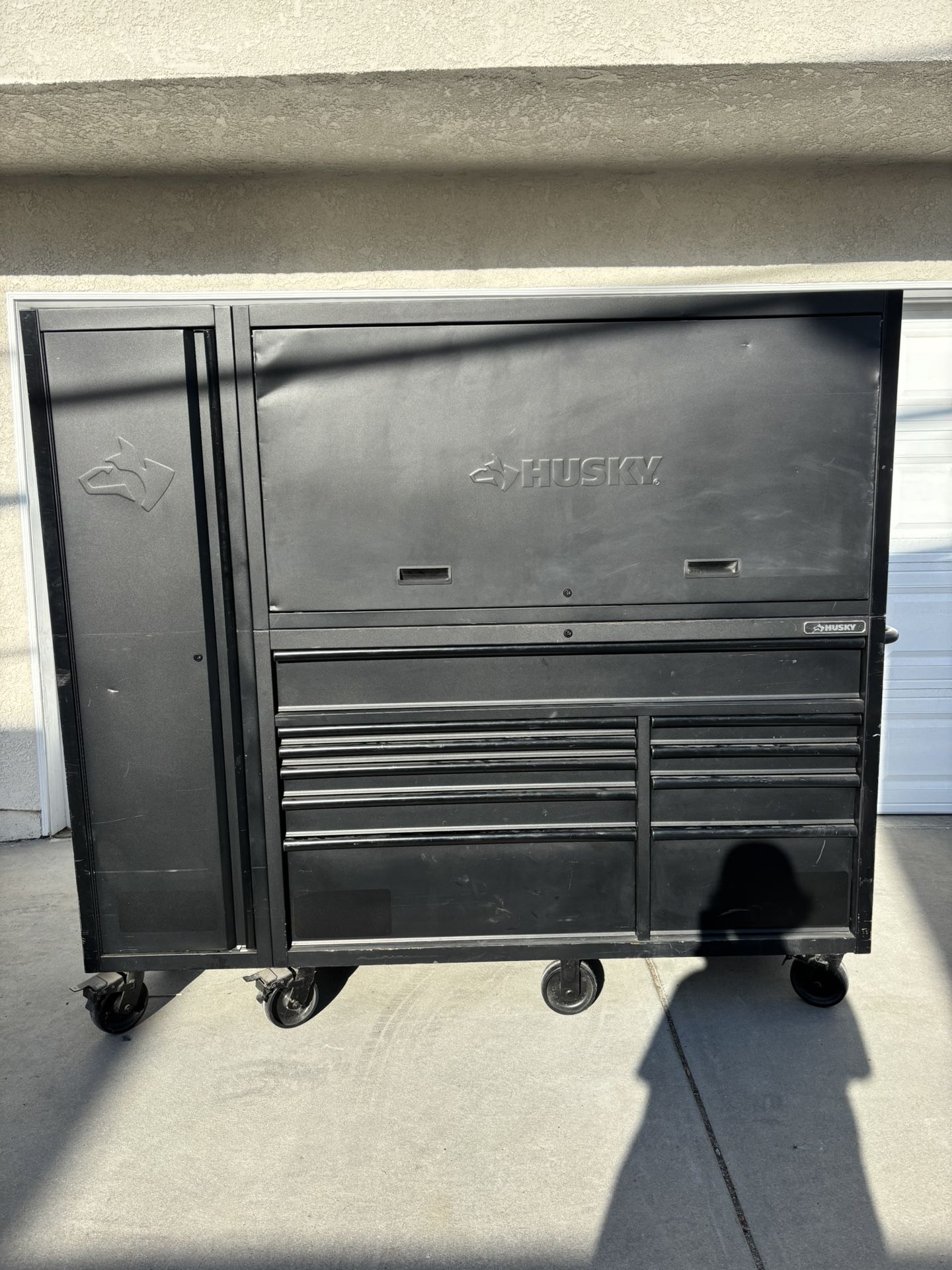 Three-Piece Husky Tool Box with Hutch and Closet