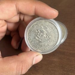 1952 Cinco Pesos Mexican Silver Coin 