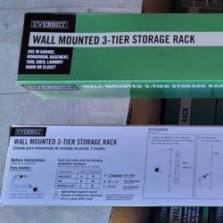 New Heavy-Duty Matte Black Wall Mounted 3-Tier Storage Racks - 2 sets for $30