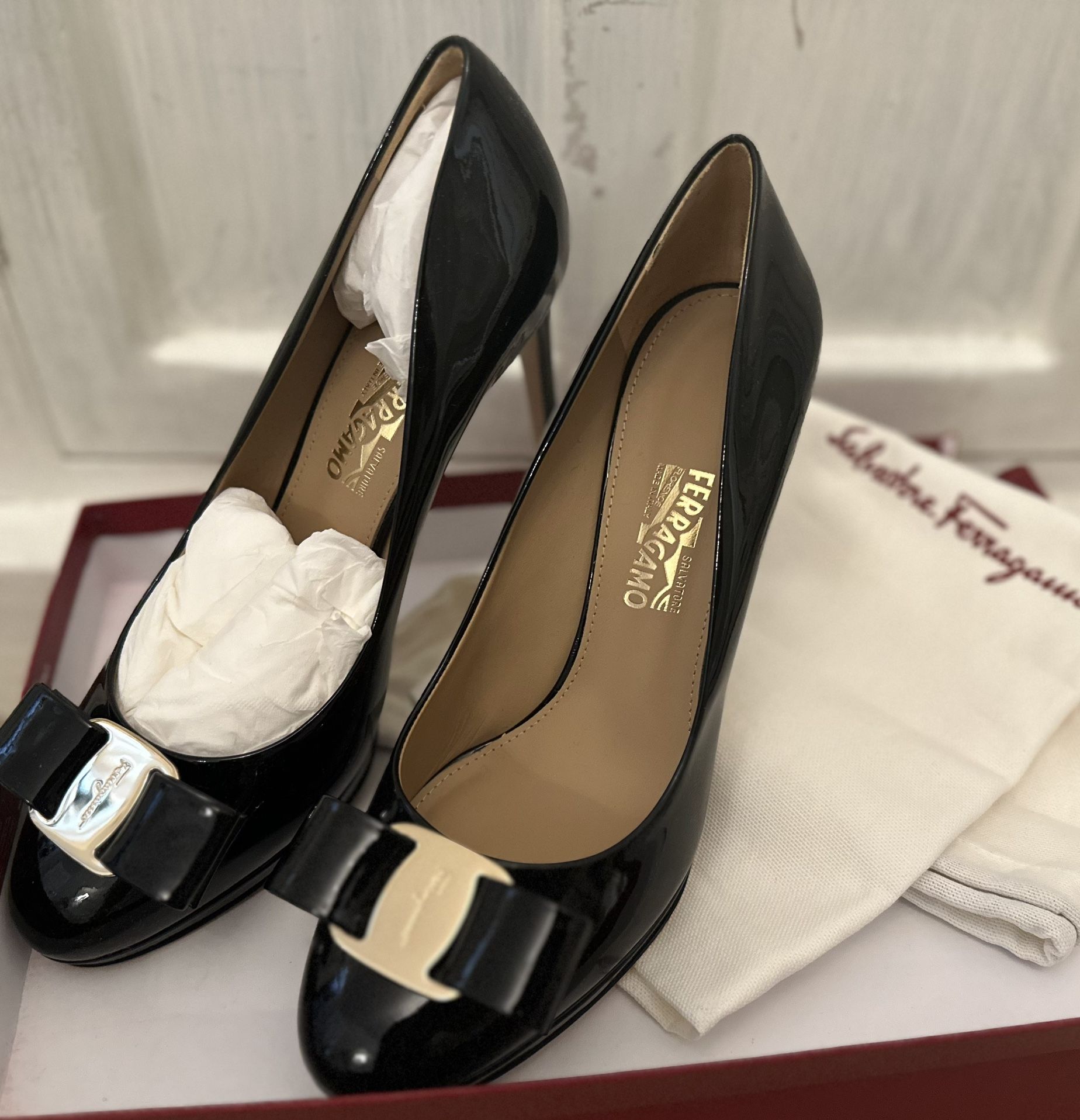 Salvatore Ferragamo Osimo Platform Patent Heels 🩷BRAND NEW, NEVER WORN🩷