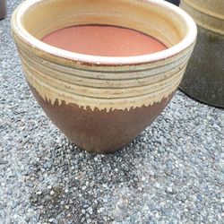 Small Ceramic Pot - Brown Cream 