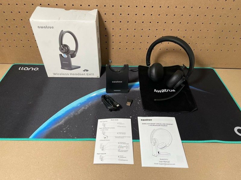 New Wireless Headset W/ Mic for Work, Bluetooth 5.3 Headset W/ AI Noise Cancelling Microphone & Call Reminder, Wireless Headphone W/ Voice Assistant f