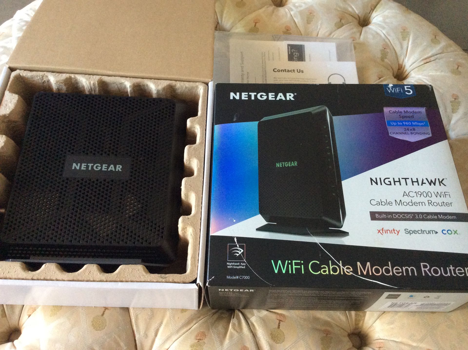 NETGEAR Nighthawk AC 1900 Wi-Fi, Cable, Router, Modem  -  $40 Firm