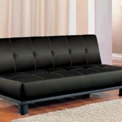 Brand New Sleek Black Leatherette Sofa Bed