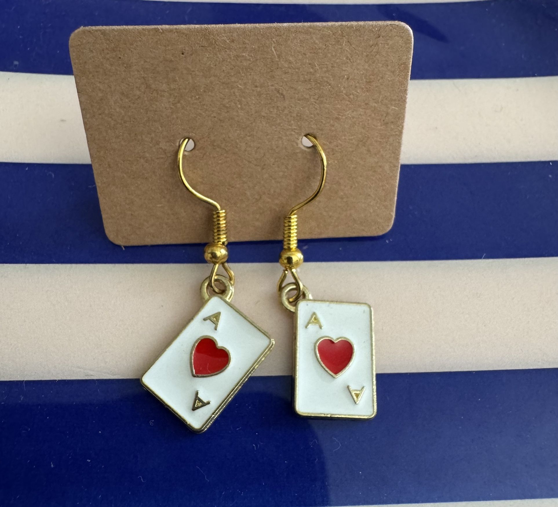 1 Pair Fashion Poker Cards Pendant Earrings 