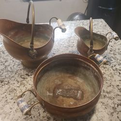 Antique Copper Pots From Holland Delft Handles