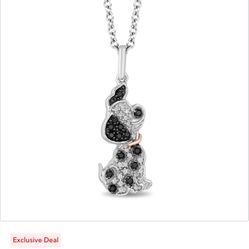 101 Dalmatian Necklace ( Real Natural Diamond And Sterling Silver