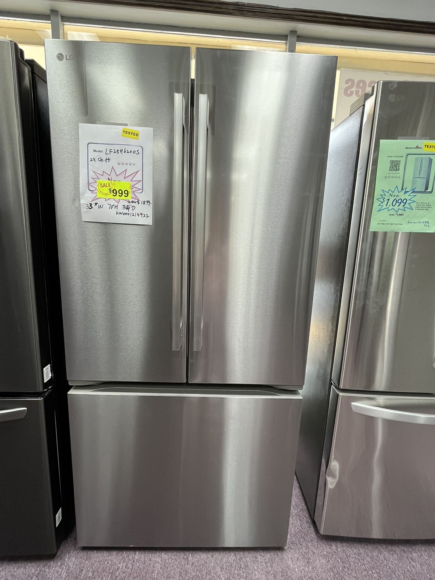 33’ Refrigerator French Door W/ Ice Maker Stainless Steel