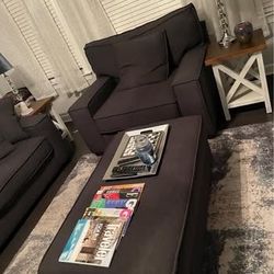 Dark Gray Ashley Sofa W/ Chaise, Love Seat and Ottoman