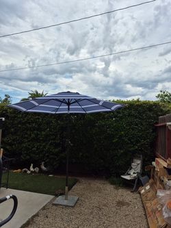 9” ft market umbrella patio color: royal blue and white