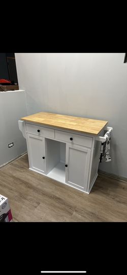 movable kitchen island with storage drawers and cabinets