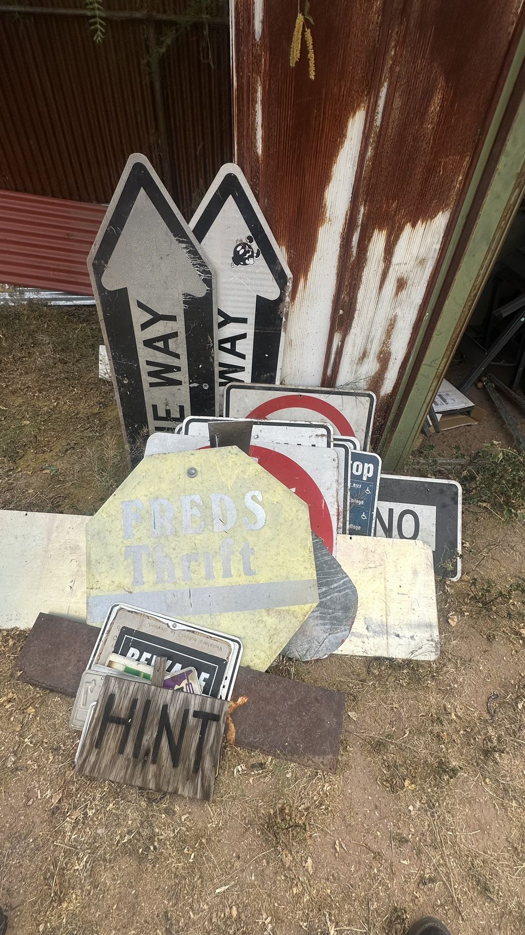 Decommissioned Metal Road Signs