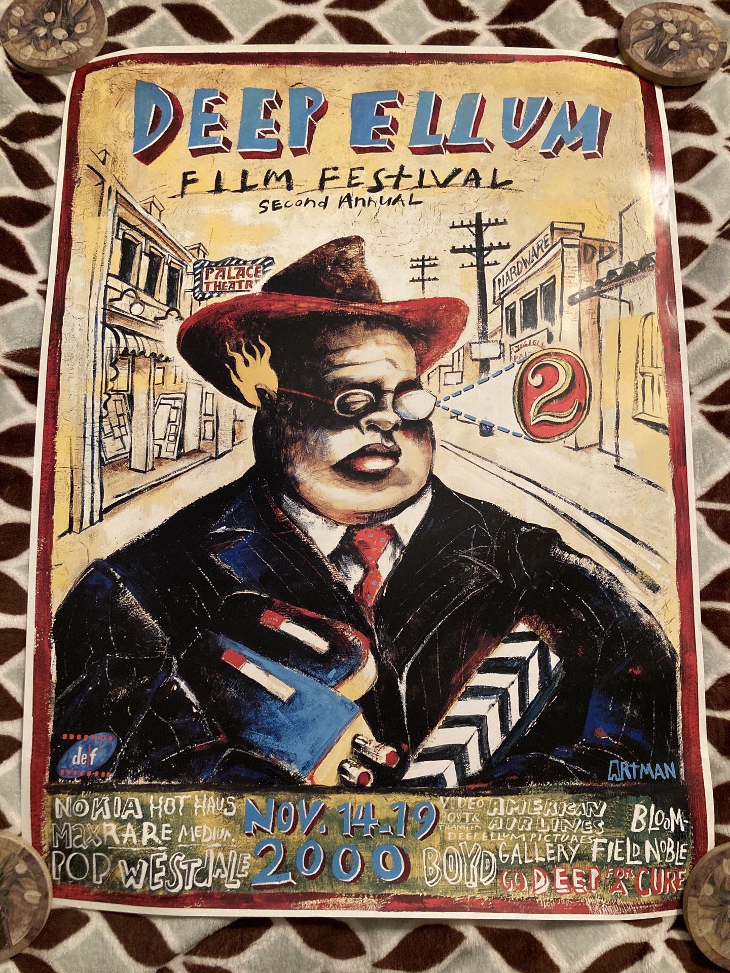 Deep Ellum 2000 Film Festival poster (2nd Annual)(30”x22”)