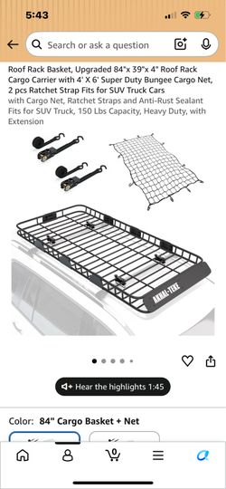 BRAND NEW Akhal-Teke 84" Roof Rack Cargo Carrier Basket + Net (In Box)