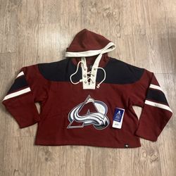 NWT '47 Colorado Avalanche Makar #8 Laced Cropped Hoodie Womens Burgundy Sz XL