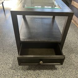 Wood End Table With Drawer
