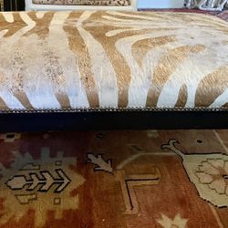 Custom Designer Wood Bench w/Zebra Print Hide 44x29
