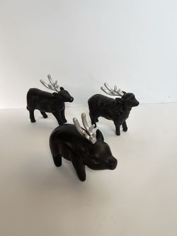 Wondershop 3-Piece Farm Animals with Antlers Decorative Figurines – Black
