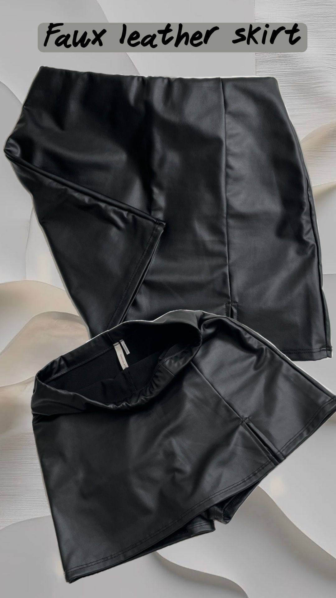 Chocolate Black Faux Leather Pencil Skirt