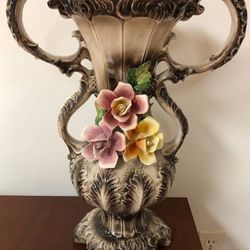 Vintage capodimonte flower vase (17” tall)