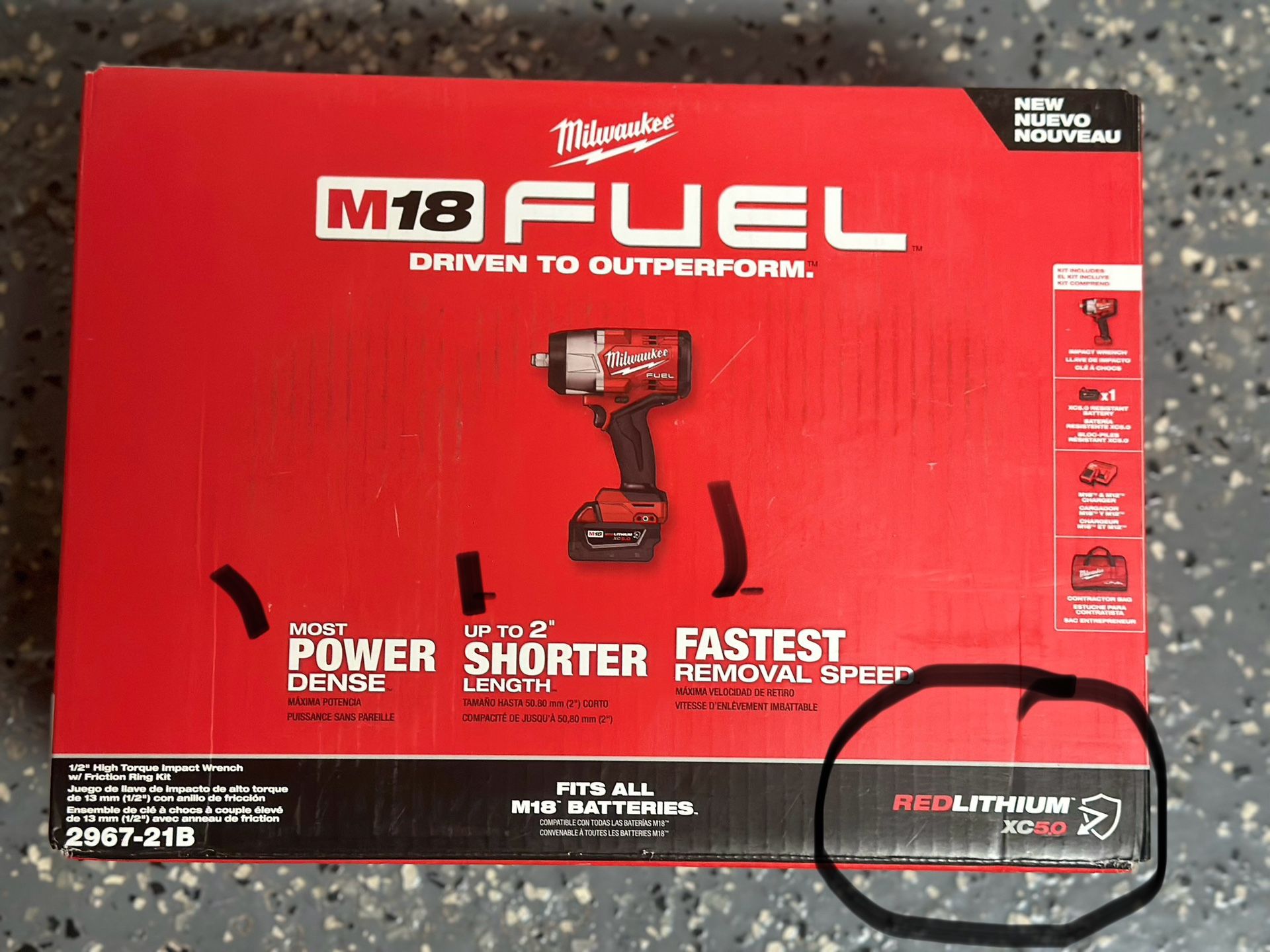 ♨️New Milwaukee (2967-21b) M18 FUEL 18V Lithium-Ion Brushless Cordless 1/2 in. Impact Wrench w/Friction Ring Kit w/One 5.0 Ah Battery and Bag