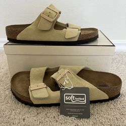 Birkenstock Arizona Taupe Suede Leather Soft Footbed  