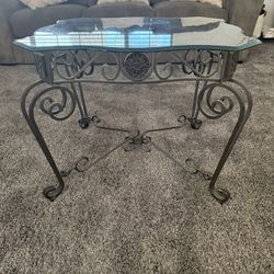 Wrought Iron & Glass End Table