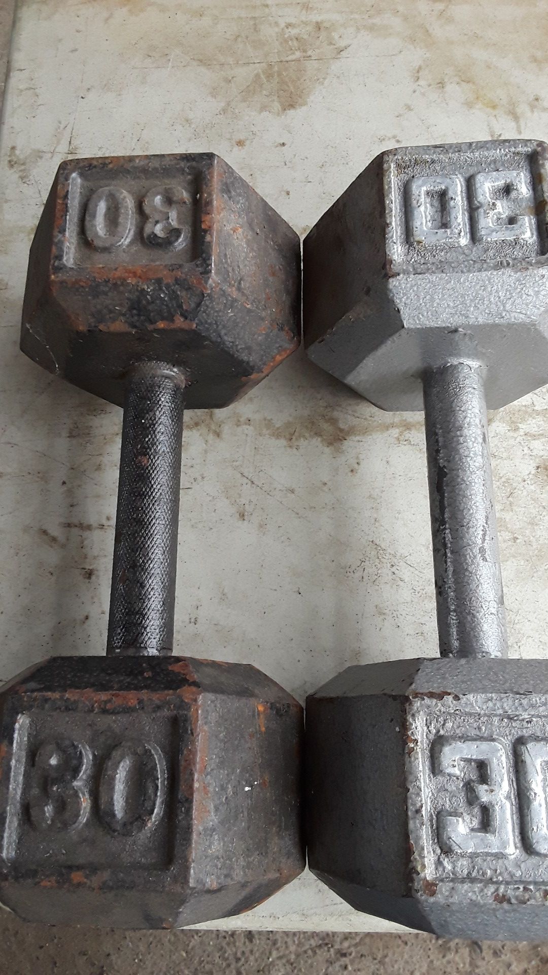 Pair of 30 pounds dumbbells