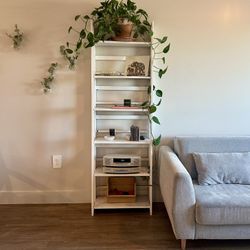 Collapsible Distressed White Tiered Ladder Shelf