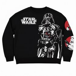 Star Wars Black Crewneck Sweatshirt with Red Accent Sleeve Graphics