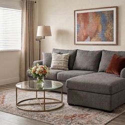 Free delivery Dark gray L shaped sectional couch