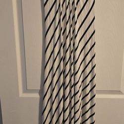 White and black backless striped dress